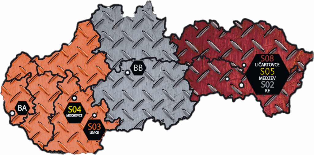 EUCOS mapa pobočiek na Slovensku